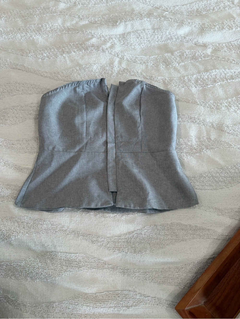 Strapless Gray Peplum Bustier Top